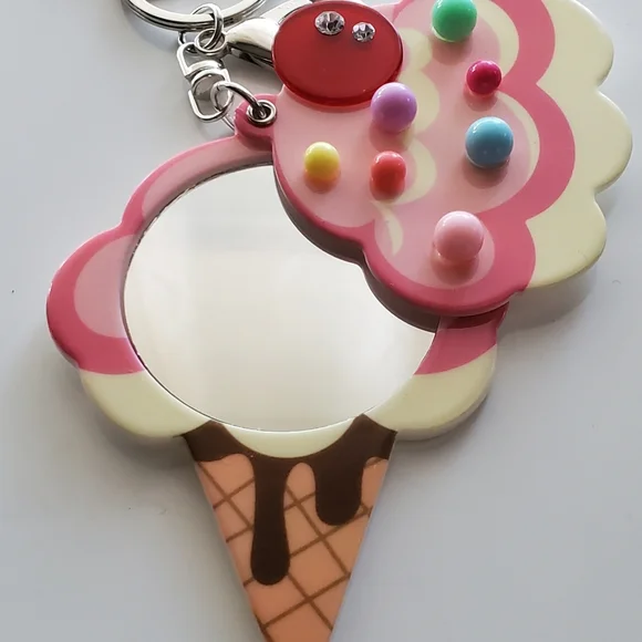 Novelty Bag Charm - Ice Cream Keychain with Mirror - Picture 4 of 6